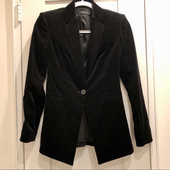 THEORY Single Breasted Velvet Blazer - 00 - Picture 5 of 9